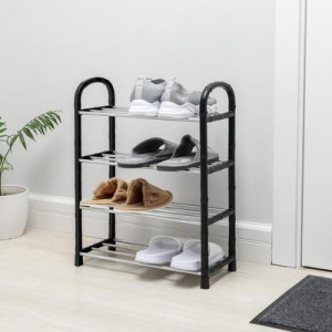 Полка для обуви Доляна, 4 яруса, 42×19×55 см, цвет чёрный Полка для обуви Доляна, 4 яруса, 42×19×55 см, цвет чёрный