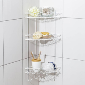 Полка для ванной угловая 3-х ярусная «Волна», 24×24×64 см, цвет белый Полка для ванной угловая 3-х ярусная «Волна», 24×24×64 см, цвет белый