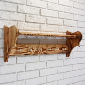 Полка вешалка большая, обожжённая, 6 крючков, 70×25×20 см Полка вешалка большая, обожжённая, 6 крючков, 70×25×20 см