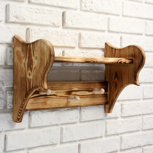 Полка вешалка малая, обожжённая, 3 крючка, 43×27×17 см Полка вешалка малая, обожжённая, 3 крючка, 43×27×17 см