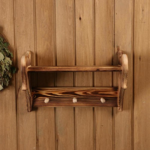 Полка вешалка малая, обожжённая, 3 крючка, 43×27×17 см Полка вешалка малая, обожжённая, 3 крючка, 43×27×17 см