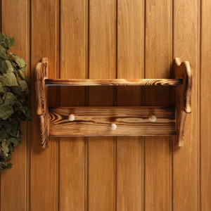 Полка вешалка малая, обожжённая, 3 крючка, 43×27×17 см Полка вешалка малая, обожжённая, 3 крючка, 43×27×17 см