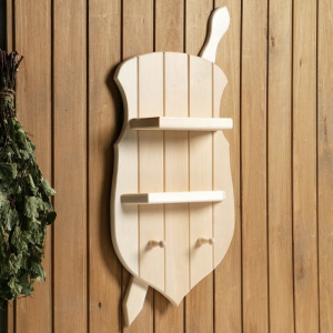 Полка вешалка "Щит и меч", сосна, натуральный, 70×40×10 см Полка вешалка "Щит и меч", сосна, натуральный, 70×40×10 см