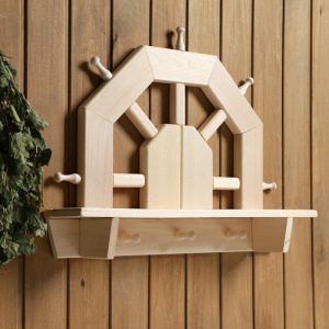 Полка вешалка "Штурвал", сосна, натуральный, 55×50×10 см Полка вешалка "Штурвал", сосна, натуральный, 55×50×10 см