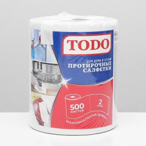 Полотенца бумажные TODO Для дома и кухни 2сл 500л белый цвет 100% целлюлоза Полотенца бумажные TODO Для дома и кухни 2сл 500л белый цвет 100% целлюлоза
