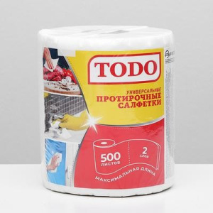 Полотенца бумажные TODO Универсальная 2сл 500л белый цвет 100% целлюлоза Полотенца бумажные TODO Универсальная 2сл 500л белый цвет 100% целлюлоза
