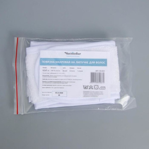 Повязка для волос на липучке Чистовье, махровая, 1 шт/уп, цвет белый Повязка для волос на липучке Чистовье, махровая, 1 шт/уп, цвет белый