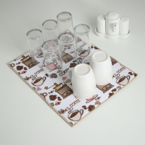 Салфетка для сушки посуды Доляна «Кофе», 30×40 см, микрофибра Салфетка для сушки посуды Доляна «Кофе», 30×40 см, микрофибра