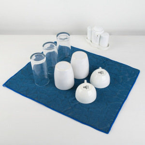 Салфетка для сушки посуды Доляна «Папоротник», 38×50 см, микрофибра, цвет синий Салфетка для сушки посуды Доляна «Папоротник», 38×50 см, микрофибра, цвет синий