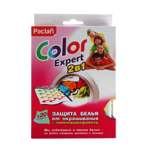 Салфетки защиты белья от окрашивания + пятновыводитель Paclan Color Expert, 20 шт. Салфетки защиты белья от окрашивания + пятновыводитель Paclan Color Expert, 20 шт.