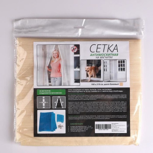 Сетка антимоскитная для дверей, 100 × 210 см, на магнитах, цвет бежевый Сетка антимоскитная для дверей, 100 × 210 см, на магнитах, цвет бежевый