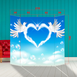 Ширма - Фотозона "Голуби с сердцем" 210×190см Ширма - Фотозона "Голуби с сердцем" 210×190см