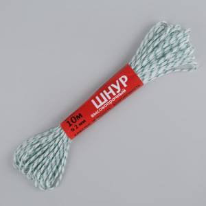 Шнур высокопрочный, d=2 мм, 10 м, цвет МИКС Шнур высокопрочный, d=2 мм, 10 м, цвет МИКС