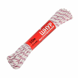 Шнур высокопрочный, d=4 мм, 10 м, цвет МИКС Шнур высокопрочный, d=4 мм, 10 м, цвет МИКС