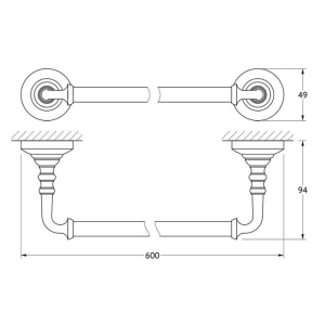 Штанга для полотенца 60 cm, хром, 3SC Штанга для полотенца 60 cm, хром, 3SC