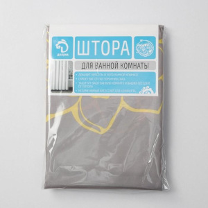 Штора для ванной комнаты Доляна «Большие цветы», с люверсами, 180×180 см, полиэстер, цвет серо-жёлтый Штора для ванной комнаты Доляна «Большие цветы», с люверсами, 180×180 см, полиэстер, цвет серо-жёлтый