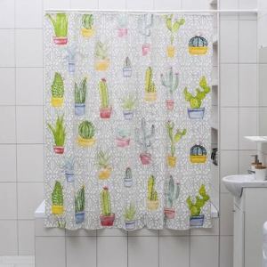 Штора для ванной комнаты Доляна «Кактусы», 180×180 см, EVA Штора для ванной комнаты Доляна «Кактусы», 180×180 см, EVA