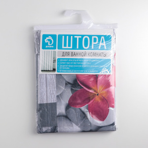 Штора для ванной комнаты Доляна «Камни и цветы», 180×180 см, полиэстер Штора для ванной комнаты Доляна «Камни и цветы», 180×180 см, полиэстер