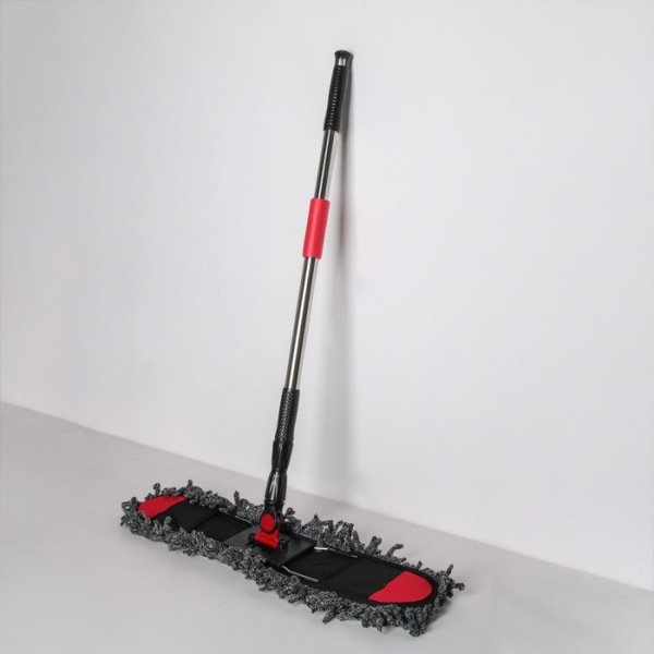 Швабра плоская Доляна, стальная ручка 140 см, насадка из микрофибры 61×10 см