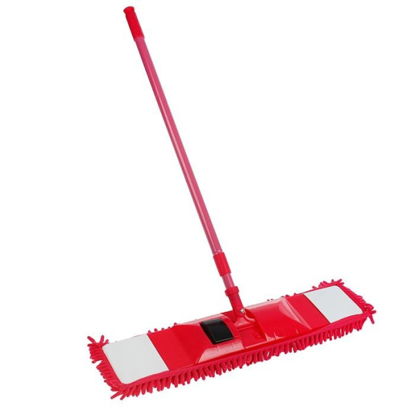 Швабра плоская Доляна, телескопическая ручка 80-130 см, широкая насадка из микрофибры 60×12 см, цвет МИКС