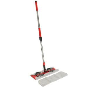 Швабра плоская Доляна, телескопическая стальная ручка 82-127 см, 2 насадки из микрофибры 37×12 см Швабра плоская Доляна, телескопическая стальная ручка 82-127 см, 2 насадки из микрофибры 37×12 см