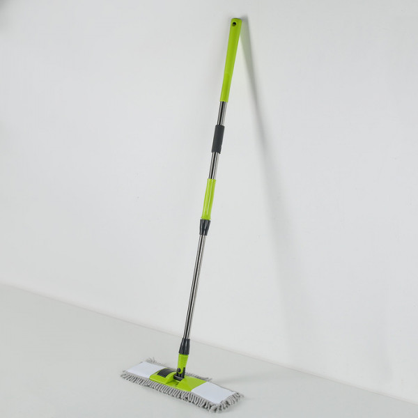 Швабра плоская, стальной телескопический черенок, микрофибра + доп.насадка, 41×12×94(129) см