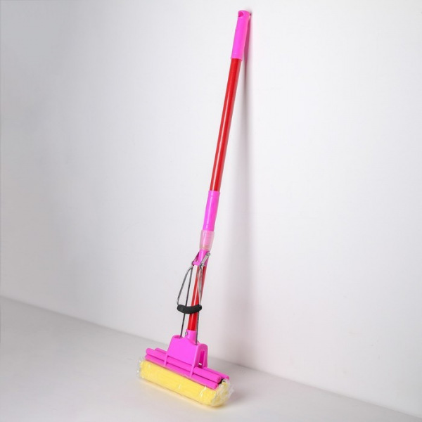 Швабра PVA с двойным роликовым отжимом Доляна, телескопическая ручка 96-119 см, насадка 28×6 см, цвет МИКС