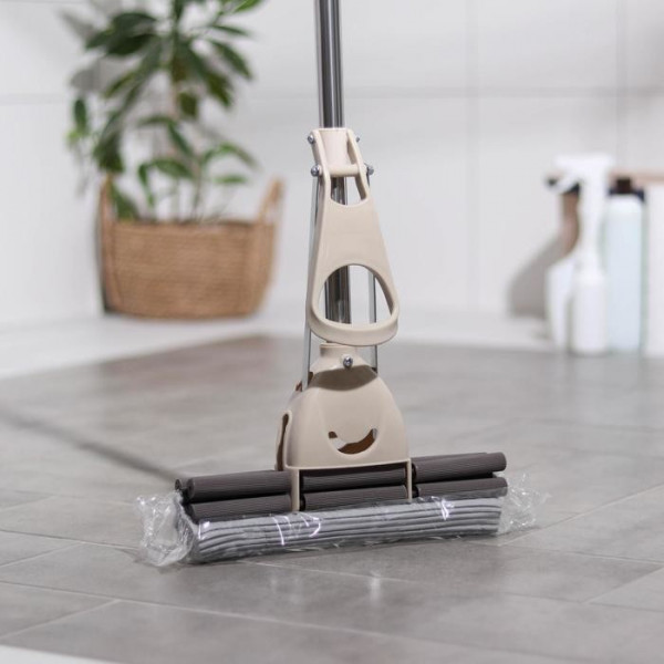 Швабра PVA с двойным роликовым отжимом Доляна, телескопическая стальная ручка 105-130 см, насадка 28×6 см