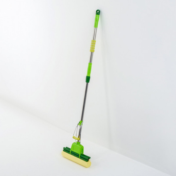 Швабра PVA с двойным роликовым отжимом Доляна, телескопическая стальная ручка 96-125 см, насадка 27×6 см цвет МИКС