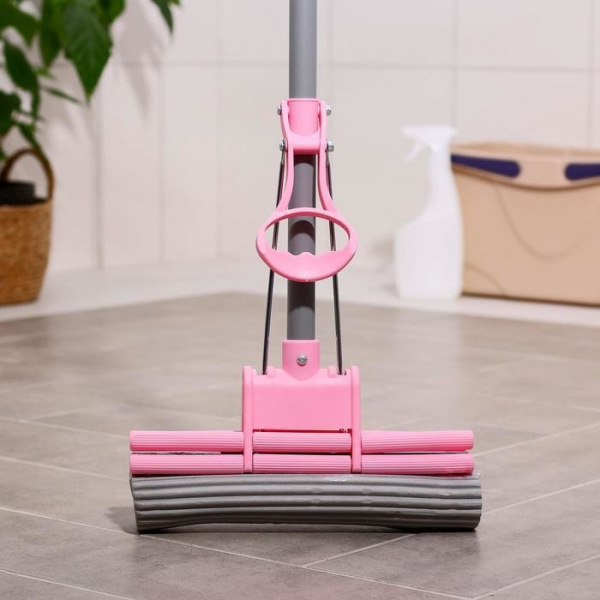 Швабра PVA с телескопической ручкой Raccoon, с двойным роликом, 27×78,2(120) см