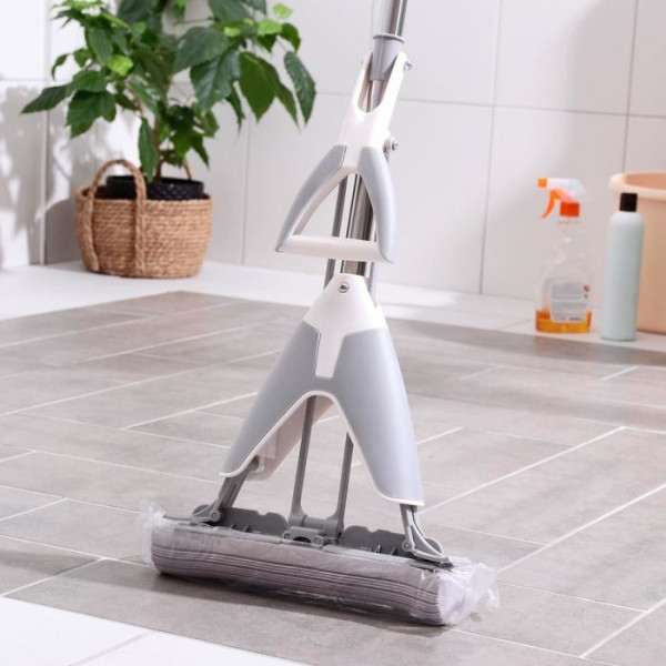 Швабра PVA со складным отжимом, телескопический стальной черенок, 27×5×119(130) см