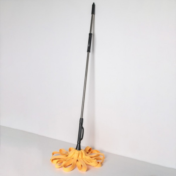 Швабра с отжимом Доляна, стальная ручка 126 см, насадка из вискозы