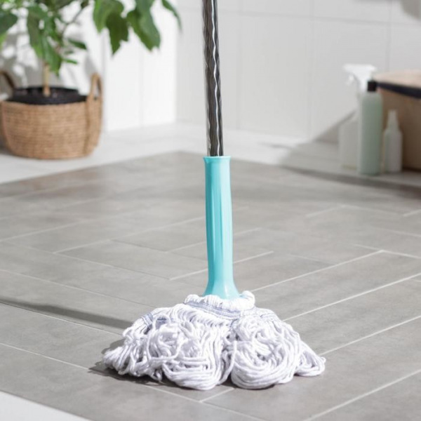 Швабра с отжимом Доляна, стальная ручка 128 см, насадка из х/б 500 гр, цвет МИКС