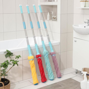 Швабра с отжимом Доляна, стальная ручка 130 см, насадка микрофибра, цвет голубой Швабра с отжимом Доляна, стальная ручка 130 см, насадка микрофибра, цвет голубой