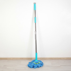 Швабра с отжимом Доляна, стальная ручка 130 см, насадка микрофибра, цвет голубой Швабра с отжимом Доляна, стальная ручка 130 см, насадка микрофибра, цвет голубой
