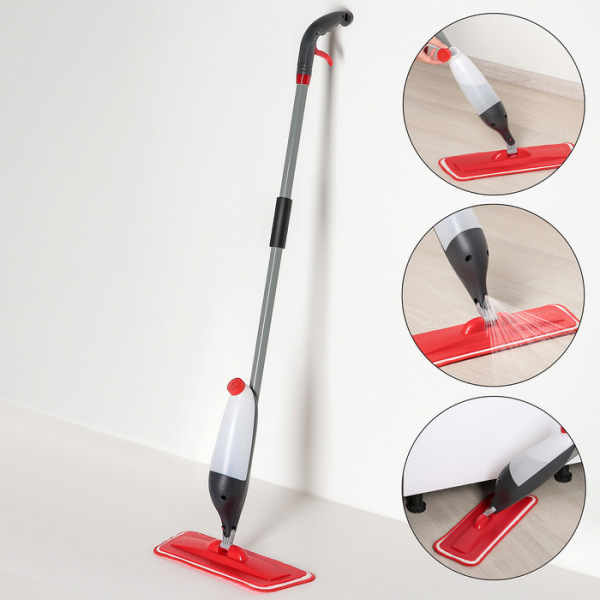 Швабра с распылителем Доляна, металлическая ручка 118 см, насадка микрофибра 40×14 см, цвет МИКС