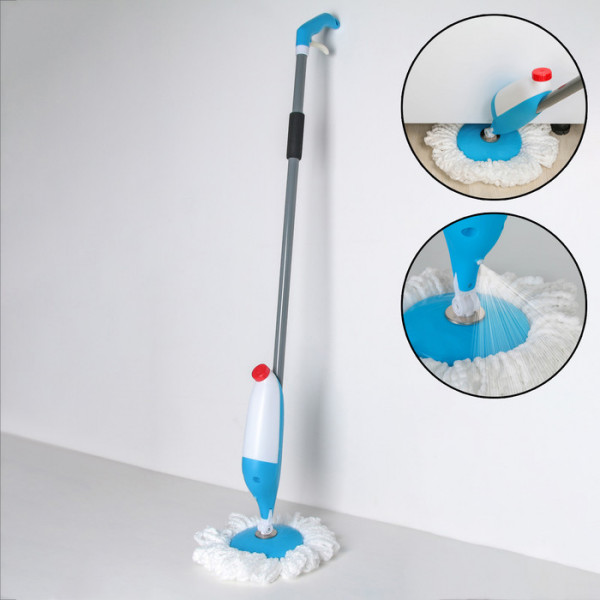 Швабра с распылителем Доляна, металлическая ручка 129 см, насадка из микрофибры 17×17 см, цвет МИКС