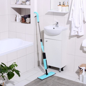 Швабра с распылителем и щёткой, стальной черенок 120 см, микрофибра 41×14 см, цвет голубой Швабра с распылителем и щёткой, стальной черенок 120 см, микрофибра 41×14 см, цвет голубой