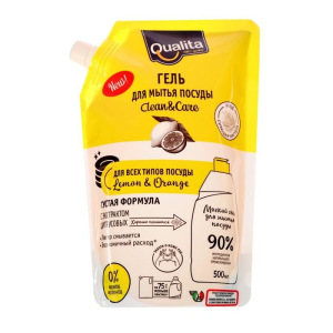 Средство для мытья посуды, QUALITA LEMON&ORANGE, дой-пак, 500 мл Средство для мытья посуды, QUALITA LEMON&ORANGE, дой-пак, 500 мл