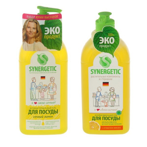 Средство для мытья посуды Synergetic, лимон, 0,5 л Средство для мытья посуды Synergetic, лимон, 0,5 л
