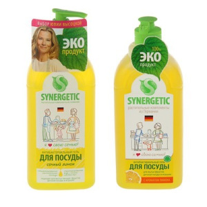 Средство для мытья посуды Synergetic, лимон, 0,5 л Средство для мытья посуды Synergetic, лимон, 0,5 л