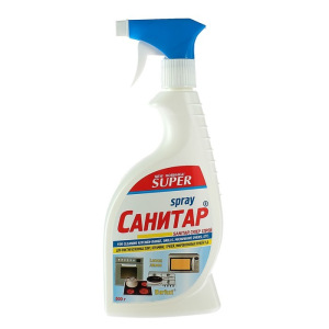 Средство для очистки плит, микроволновых печей Super Sanitar, лимон, спрей с курком, 500 г Средство для очистки плит, микроволновых печей Super Sanitar, лимон, спрей с курком, 500 г