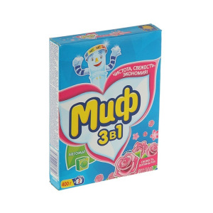 Стиральный порошок Миф 3 в 1 «Свежесть долины роз», автомат, 400 г Стиральный порошок Миф 3 в 1 «Свежесть долины роз», автомат, 400 г