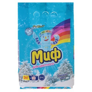 Стиральный порошок Миф, автомат, колор, свежий цвет, 2 кг Стиральный порошок Миф, автомат, колор, свежий цвет, 2 кг