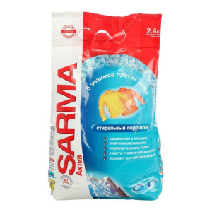 Стиральный порошок Sarma Актив «Горная свежесть», 5 энзимов против пятен, 2,4 кг Стиральный порошок Sarma Актив «Горная свежесть», 5 энзимов против пятен, 2,4 кг