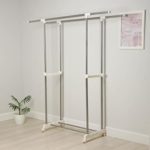 Стойка для одежды телескопическая усиленная, 2 перекладины, 90(160)×43×90(160) см Стойка для одежды телескопическая усиленная, 2 перекладины, 90(160)×43×90(160) см