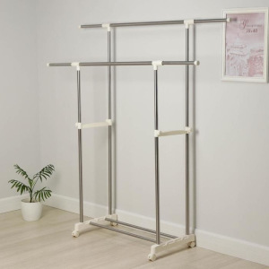 Стойка для одежды телескопическая усиленная, 2 перекладины, 90(160)×43×90(160) см Стойка для одежды телескопическая усиленная, 2 перекладины, 90(160)×43×90(160) см