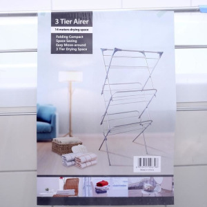 Сушилка для белья напольная 3-х уровневая, 144×50×60 см, рабочая длина 9,5 м, металлическая окрашенная Сушилка для белья напольная 3-х уровневая, 144×50×60 см, рабочая длина 9,5 м, металлическая окрашенная