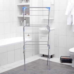 Сушилка для белья напольная 3-х уровневая, 144×50×60 см, рабочая длина 9,5 м, металлическая окрашенная Сушилка для белья напольная 3-х уровневая, 144×50×60 см, рабочая длина 9,5 м, металлическая окрашенная