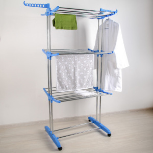 Сушилка для белья напольная 3-х уровневая, 75(126)×64×170 см, рабочая длина 16 м, на колёсах, нержавеющая сталь Сушилка для белья напольная 3-х уровневая, 75(126)×64×170 см, рабочая длина 16 м, на колёсах, нержавеющая сталь